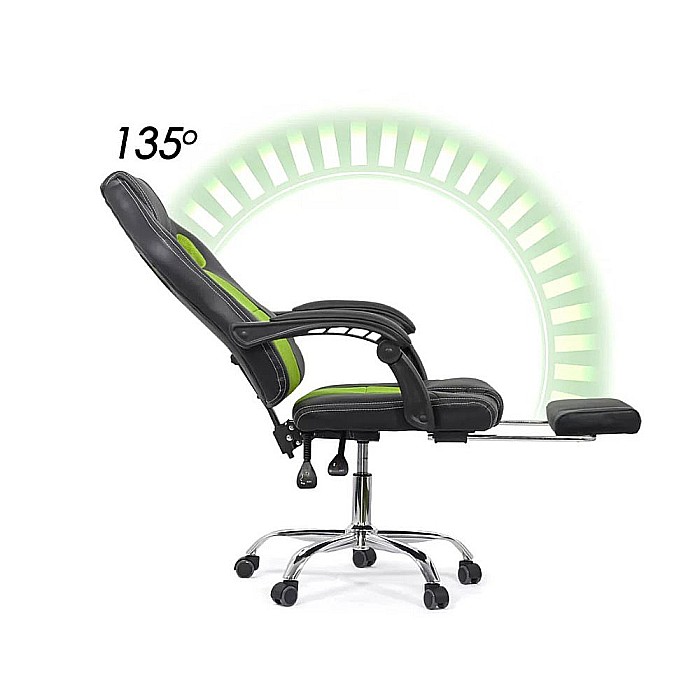 Scaun directorial gaming OFF 3091, piele ecologica/mesh, suport picioare ajustabil, rotativ, 120 kg [3]