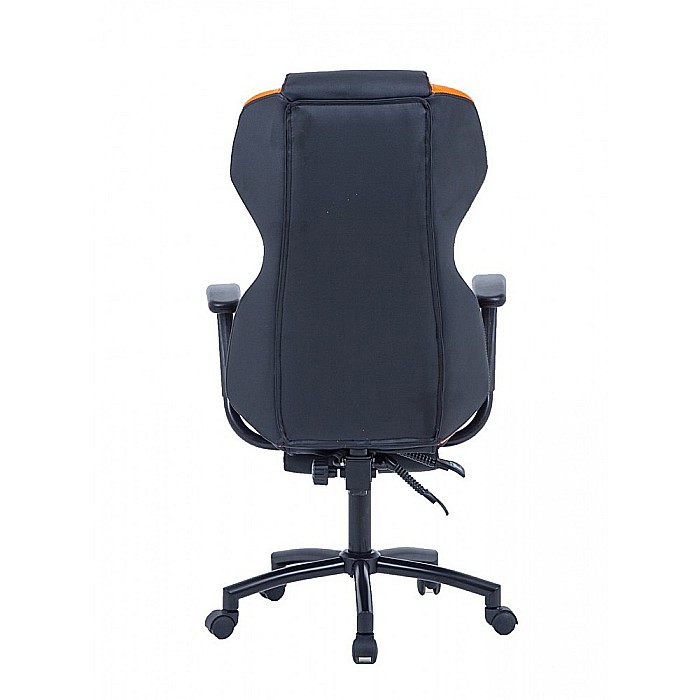 Scaun directorial GN77 Kronos, suport picioare retractabil, mecanism multiblock, piele ecologica, baza metalica, 100 kg, negru/portocaliu [6]