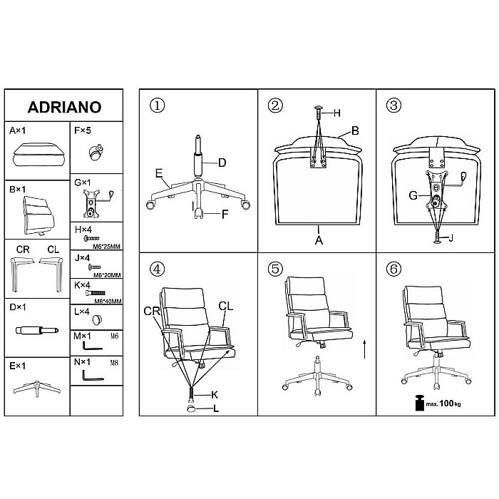 Scaun directorial HM Adriano 2, piele ecologica, inaltime reglabila, mecanism de balansare, 100 kg, bej [10]
