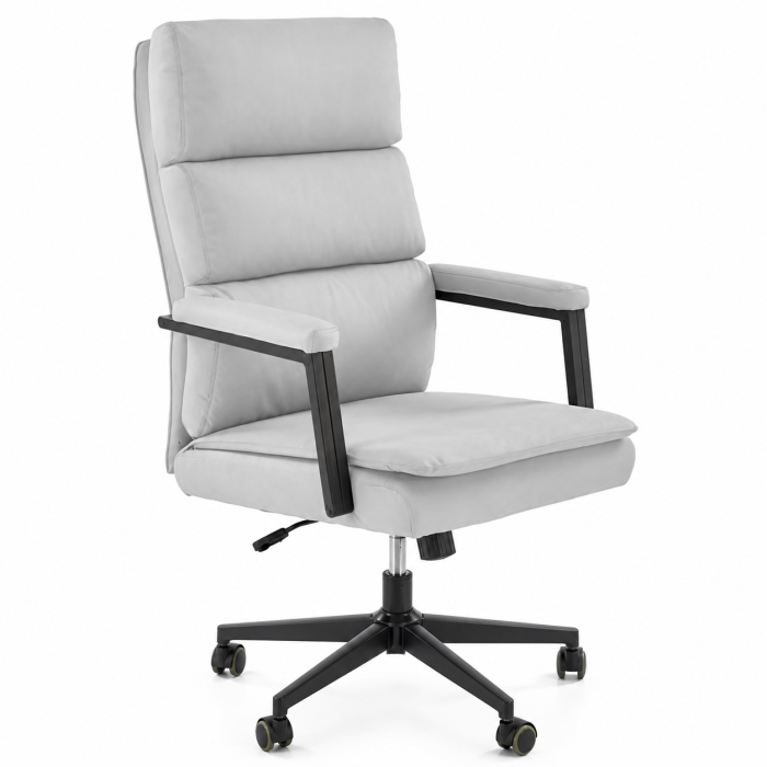 Scaun directorial HM Adriano 2, piele ecologica, inaltime reglabila, mecanism de balansare, 100 kg, gri [2]
