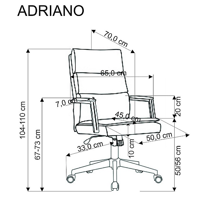 Scaun directorial HM Adriano, stofa, inaltime reglabila, mecanism de balansare, perne duble, 100 kg, gri [11]