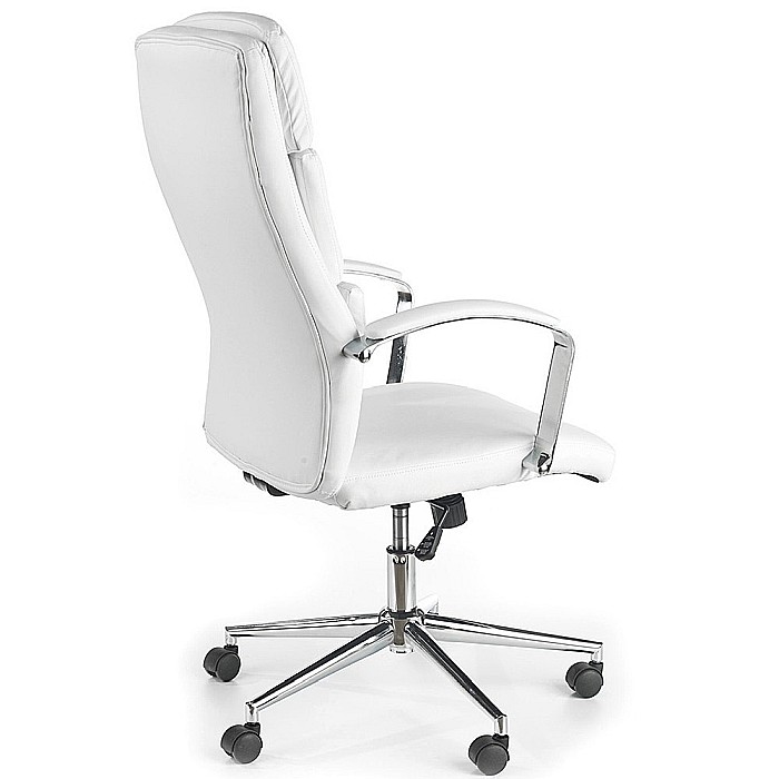 Scaun directorial HM Aurelius, Ergonomic, Piele ecologica, Inaltime ajustabila, Suport lombar, Mecanism balans, 115 kg, 120x65x67 cm , Alb [3]
