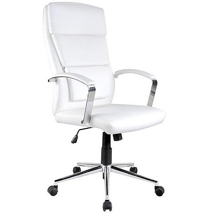 Scaun directorial HM Aurelius, Ergonomic, Piele ecologica, Inaltime ajustabila, Suport lombar, Mecanism balans, 115 kg, 120x65x67 cm , Alb [1]