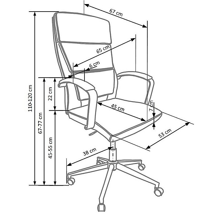 Scaun directorial HM Aurelius, Ergonomic, Piele ecologica, Inaltime ajustabila, Suport lombar, Mecanism balans, 115 kg, 120x65x67 cm , Alb [4]