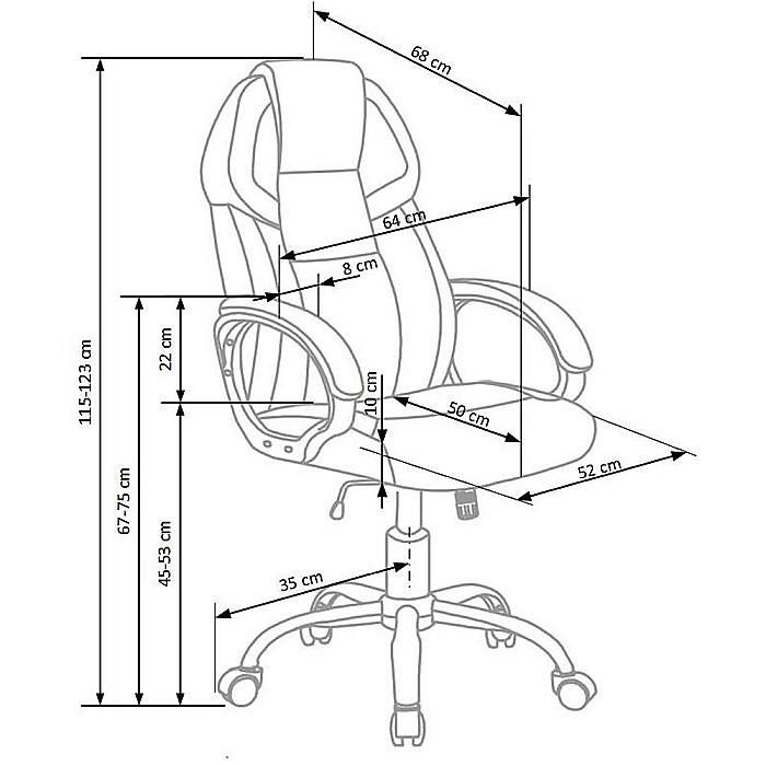Scaun directorial HM Barton, piele ecologica, mecanism balans, roti cauciucate, 120 kg, alb - negru [11]