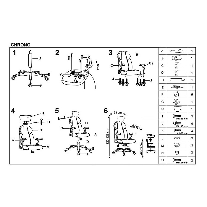 Scaun directorial HM Chrono, piele ecologica/stofa, suport lombar, tetiera reglabila, 120 kg, alb/negru [5]