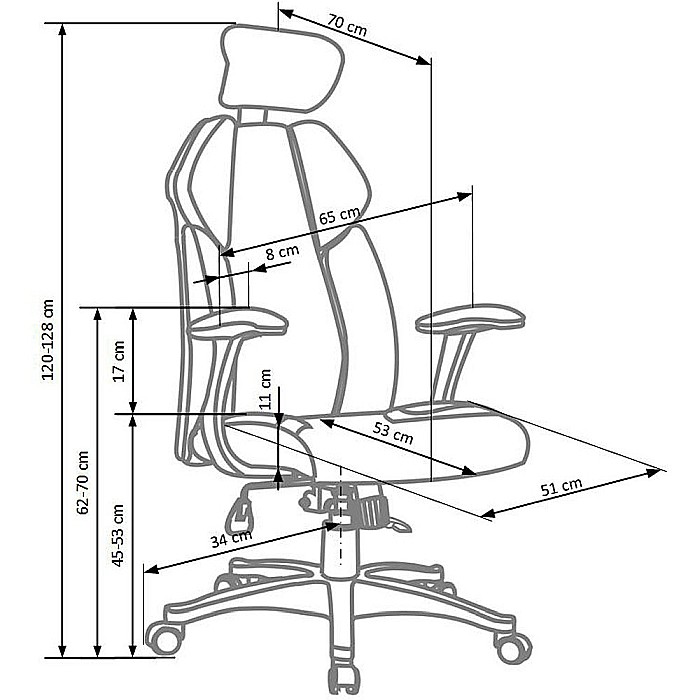 Scaun directorial HM Chrono, piele ecologica/stofa, suport lombar, tetiera reglabila, 120 kg, alb/negru [6]