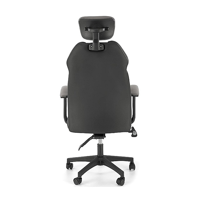 Scaun directorial HM Chrono, suport lombar, mecanism de balans, tetiera reglabila, piele ecologica/stofa, 120 kg, gri/negru [7]