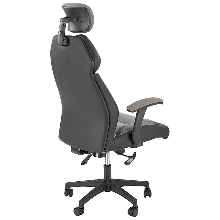 Scaun directorial HM Chrono, suport lombar, mecanism de balans, tetiera reglabila, piele ecologica/stofa, 120 kg, gri/negru [4]