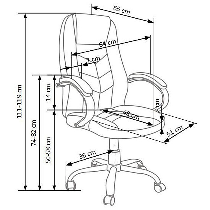 Scaun directorial HM Cody, Cadru Otel, Piele ecologica, Inaltime ajustabila, Mecanism balansare, 130 kg, 119x64x65cm, Maro [5]