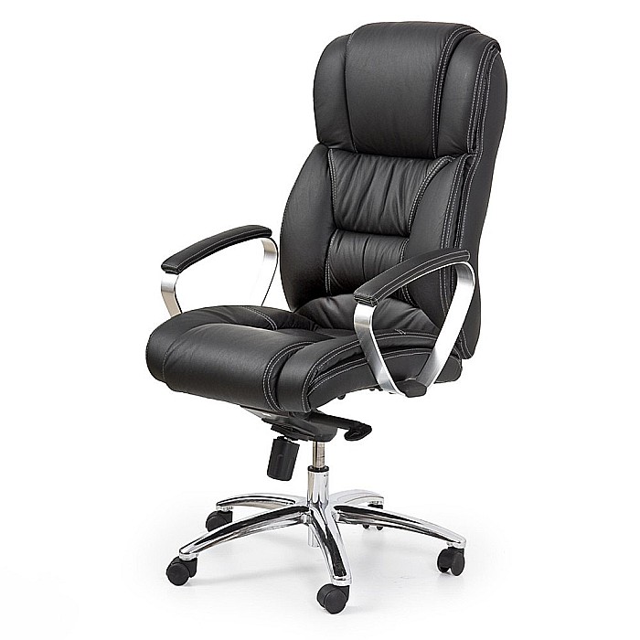 Scaun directorial HM Foster, Piele naturala, Mecanism Multiblock, Suport lombar, Inaltime ajustabila, 120 kg, 125x68x54 cm, Negru [2]