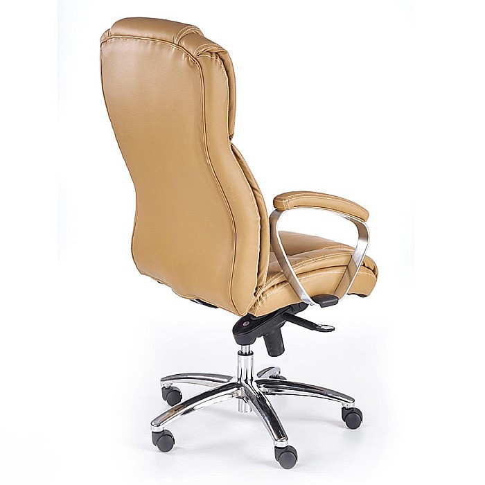 Scaun directorial HM Foster, Piele naturala, Mecanism Multiblock, Roti pivotante, Inaltime ajustabila, 120 kg, 125x68x54 cm, Bej [2]