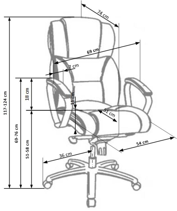 Scaun directorial HM Foster, Piele naturala, Mecanism Multiblock, Suport lombar, Inaltime ajustabila, 120 kg, 125x68x54 cm, Negru [4]