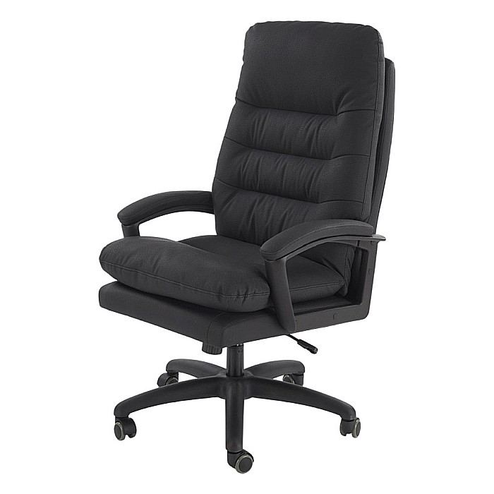 Scaun directorial HM Harbor, piele ecologica, inaltime reglabila, mecanism de balansare, perne duble, 120 kg, negru [1]