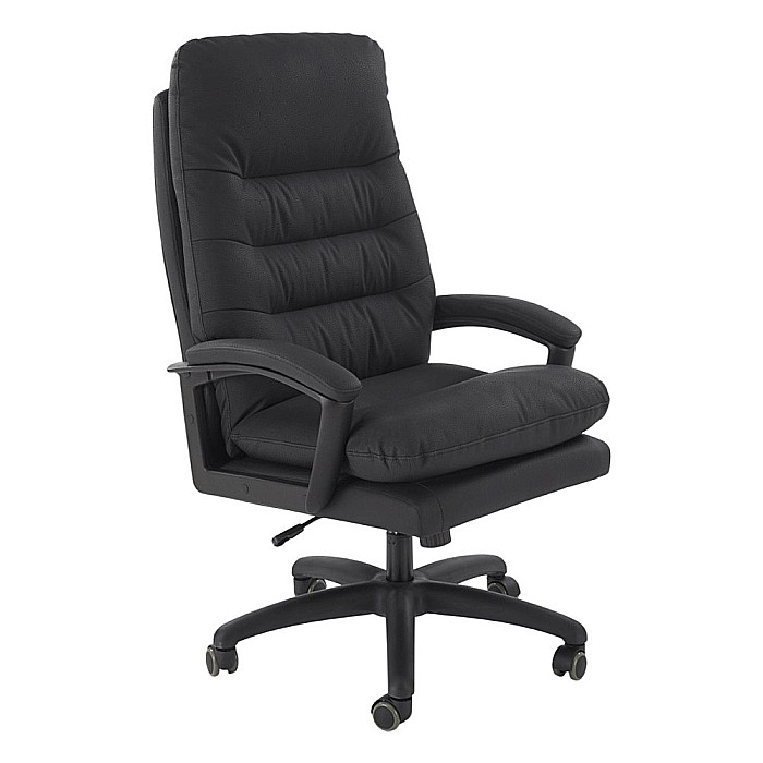 Scaun directorial HM Harbor, piele ecologica, inaltime reglabila, mecanism de balansare, perne duble, 120 kg, negru [3]