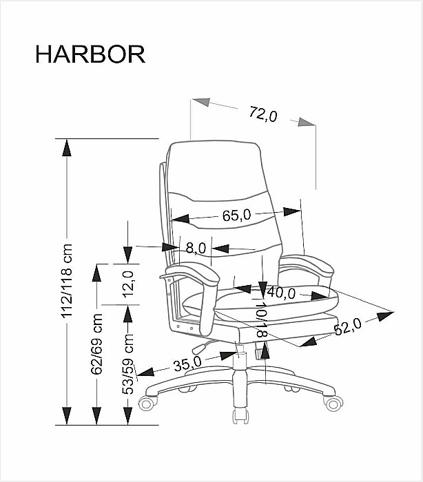 Scaun directorial HM Harbor, piele ecologica, inaltime reglabila, mecanism de balansare, perne duble, 120 kg, negru [5]
