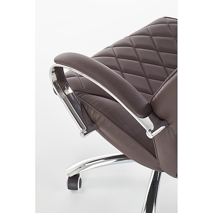 Scaun directorial HM Hilton, ergonomic, cadru cromat, mecanism de balans, robust, piele ecologica, 120 kg, maro [2]