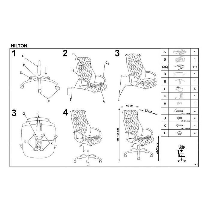 Scaun directorial HM Hilton, ergonomic, cadru cromat, mecanism de balans, robust, piele ecologica, 120 kg, maro [10]
