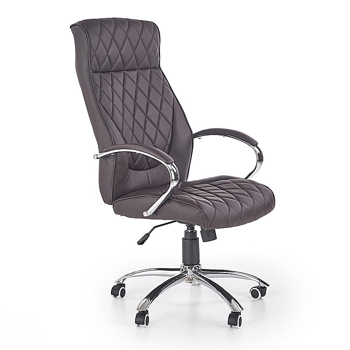 Scaun directorial HM Hilton, ergonomic, cadru cromat, mecanism de balans, robust, piele ecologica, 120 kg, maro [1]