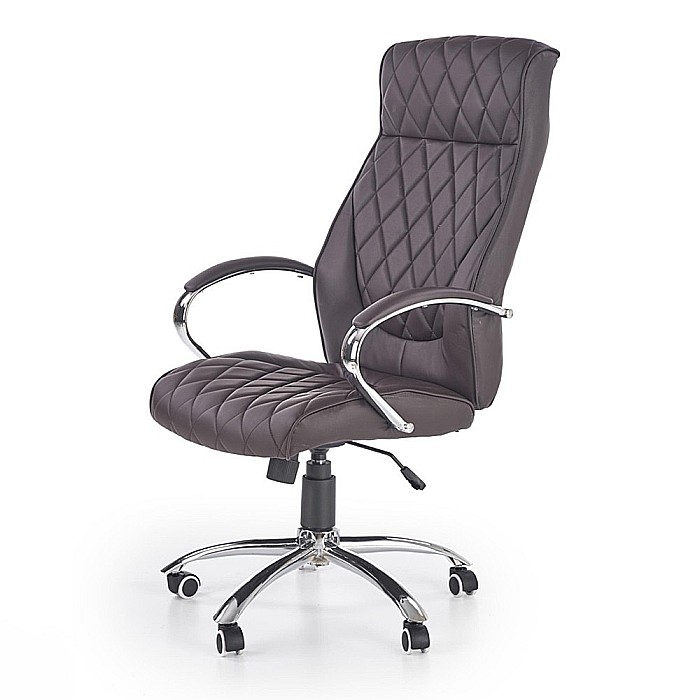 Scaun directorial HM Hilton, ergonomic, cadru cromat, mecanism de balans, robust, piele ecologica, 120 kg, maro [8]