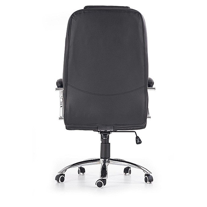 Scaun directorial HM King, ergonomic, piele ecologica, robust, mecanism de balans, cadru metalic cromat, inaltime reglabila, 120 kg, negru [6]