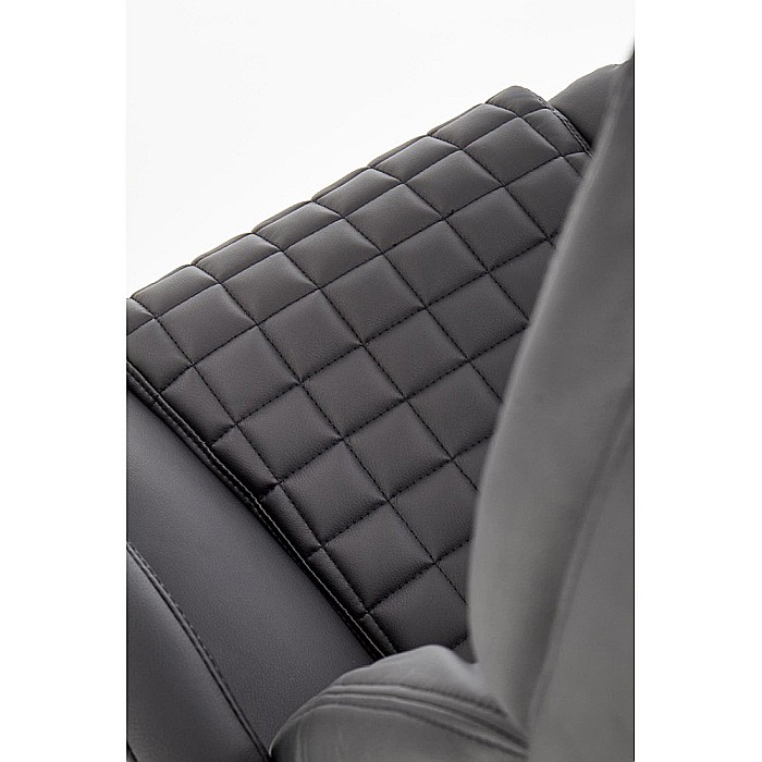 Scaun directorial HM King, ergonomic, piele ecologica, robust, mecanism de balans, cadru metalic cromat, inaltime reglabila, 120 kg, negru [7]
