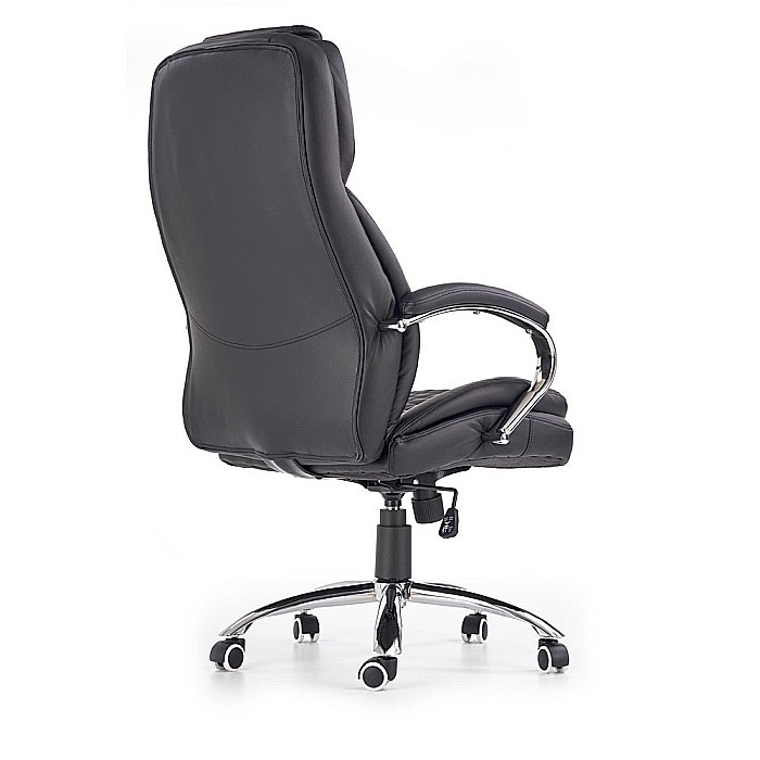 Scaun directorial HM King, ergonomic, piele ecologica, robust, mecanism de balans, cadru metalic cromat, inaltime reglabila, 120 kg, negru [5]