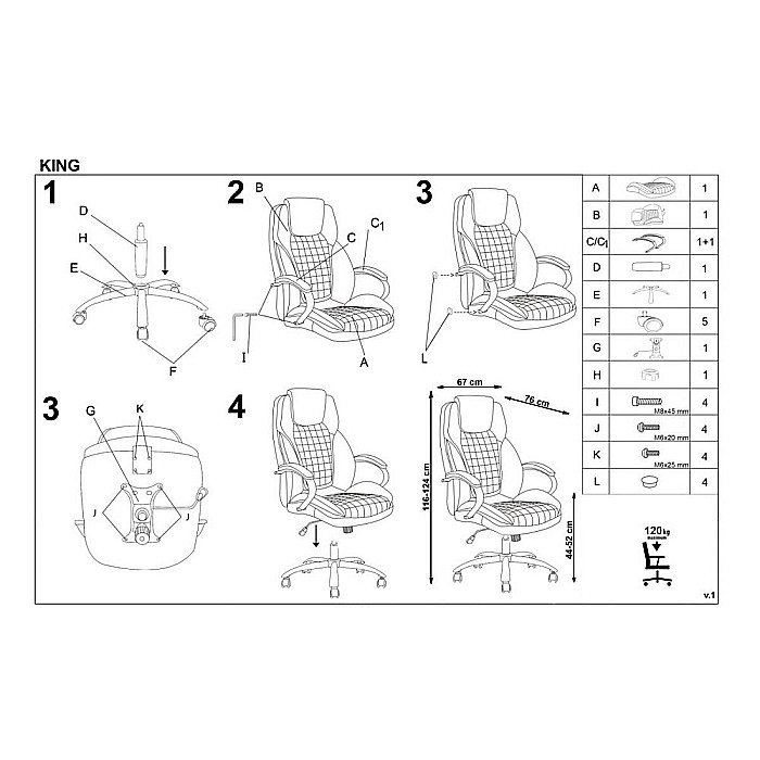 Scaun directorial HM King, ergonomic, piele ecologica, robust, mecanism de balans, cadru metalic cromat, inaltime reglabila, 120 kg, negru [8]