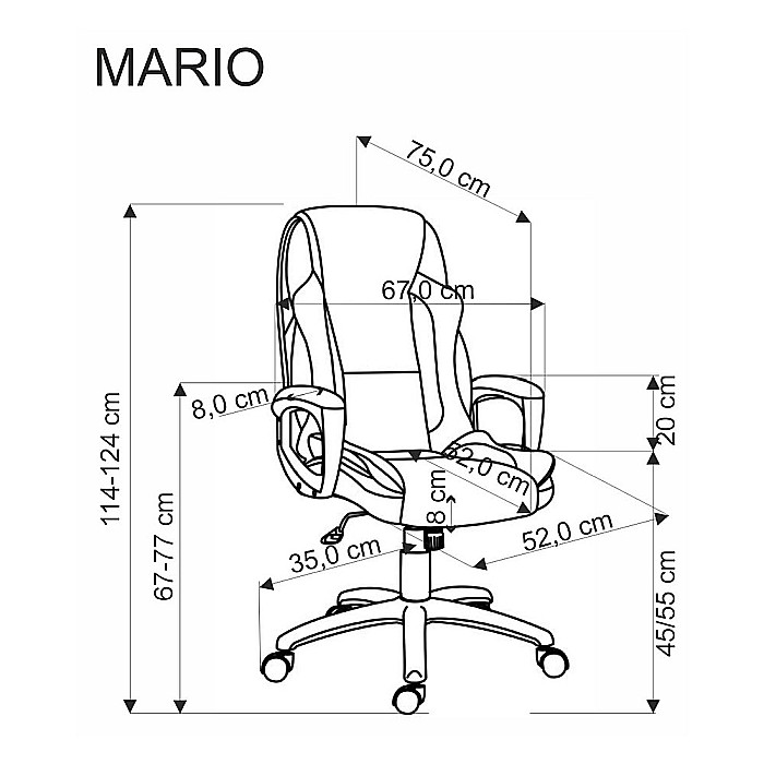 Scaun directorial HM Mario, piele ecologica, suport lombar, baza polipropilena, roti pivotante, mecanism de balans, roti de cauciuc,100 kg, negru [12]