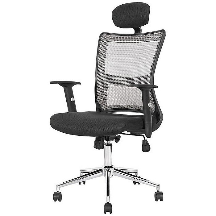 Scaun directorial HM Neon gri, mesh, brate ajustabile, inaltime reglabila, cadru cromat, 100 kg, negru/gri [2]