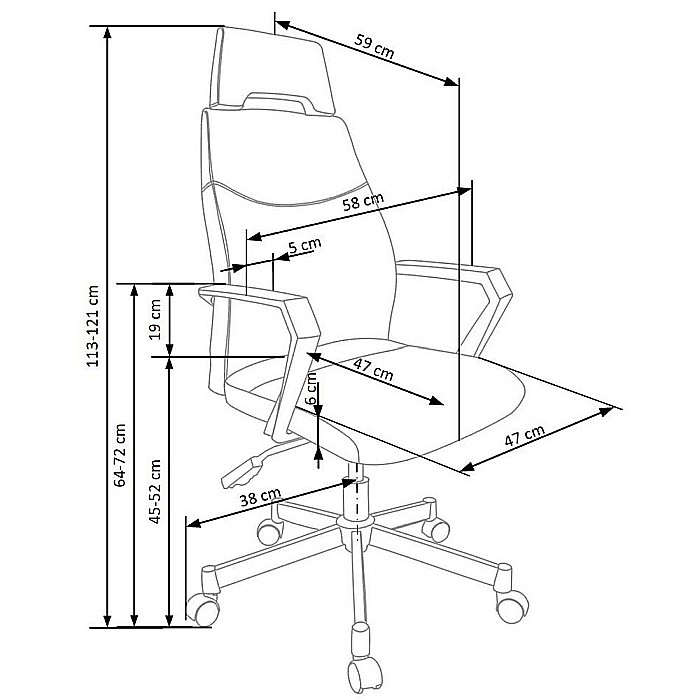 Scaun directorial HM Olaf, Ergonomic, Cadru de Otel, Stofa, Inaltime ajustabila, Mecanism balansare, Cu tetiera, 120 kg, 121x58x59 cm, Gri [4]