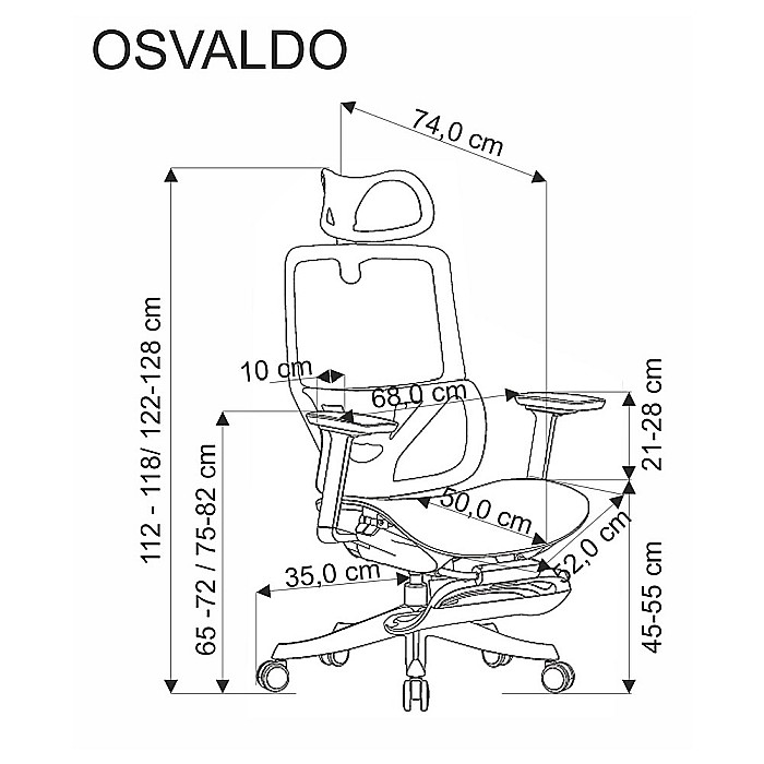 Scaun directorial HM Osvaldo, mesh, mecanism multiblock, cotiere ajustabile, suport lombar reglabil, 120 kg, negru [12]