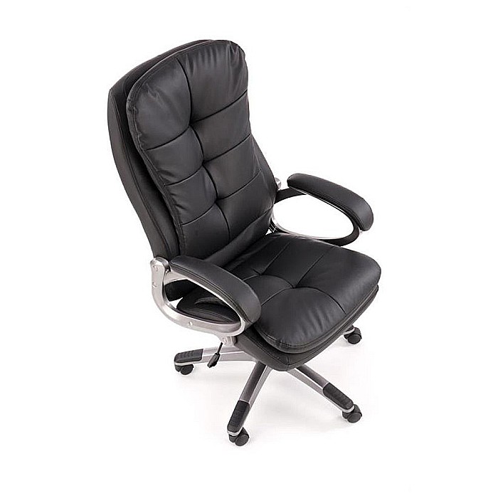 Scaun directorial Hm Preston, Robust, Piele ecologica, Inaltime reglabila, Mecanism balans, 100 Kg, Negru [3]