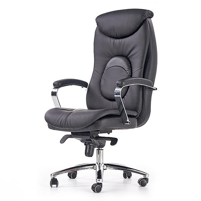 Scaun directorial HM Quad, piele ecologica, inaltime ajustabila, mecanism Multiblock, suport lombar, rotire 360 ˚, 150 kg, Negru [2]