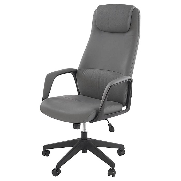 Scaun directorial HM Razor, piele ecologica, mecanism multiblock, tetiera integrata,120 kg, gri [2]