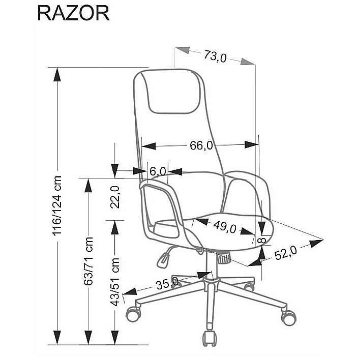 Scaun directorial HM Razor, piele ecologica, mecanism multiblock, tetiera integrata,120 kg, gri [4]
