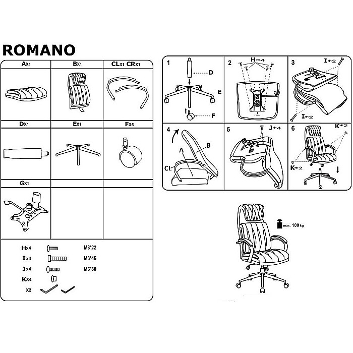 Scaun directorial HM Romano, piele ecologica, mecanism de balansare, negru [14]