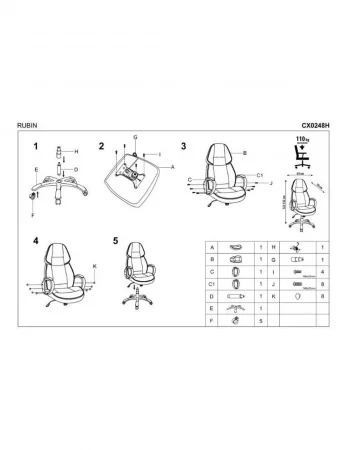 Scaun directorial HM Rubin, piele ecologica, baza metalica, roti cauciuc, 100 kg, negru [4]