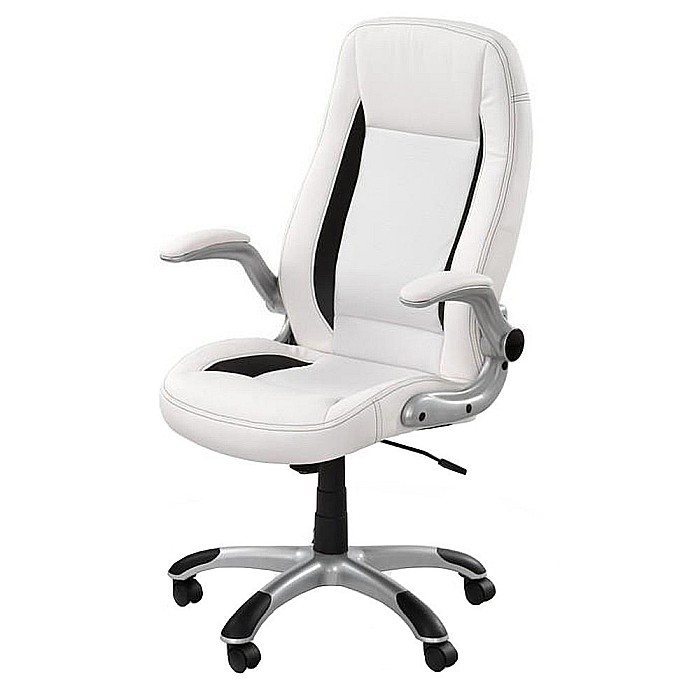 Scaun directorial HM Saturn, Cadru Polipropilena, Piele ecologica perforata, Inaltime ajustabila, Manere reglabile, Mecanism balansare, 120 Kg, Alb [2]