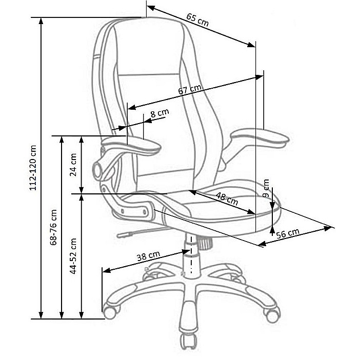 Scaun directorial HM Saturn, Cadru Polipropilena, Piele ecologica perforata, Inaltime ajustabila, Manere reglabile, Mecanism balansare, 120 Kg, Alb [3]
