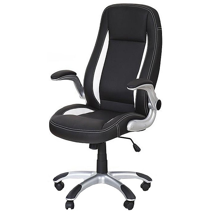 Scaun directorial HM SATURN, Cadru Polipropilena, Piele ecologica, Cotiere ajustabile, Mecanism de balansare, 120 Kg, Negru [2]