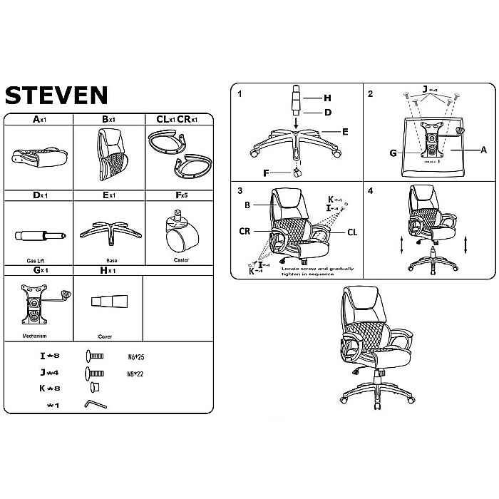 Scaun directorial HM Steven, piele ecologica/stofa, mecanism de balansare, negru [5]