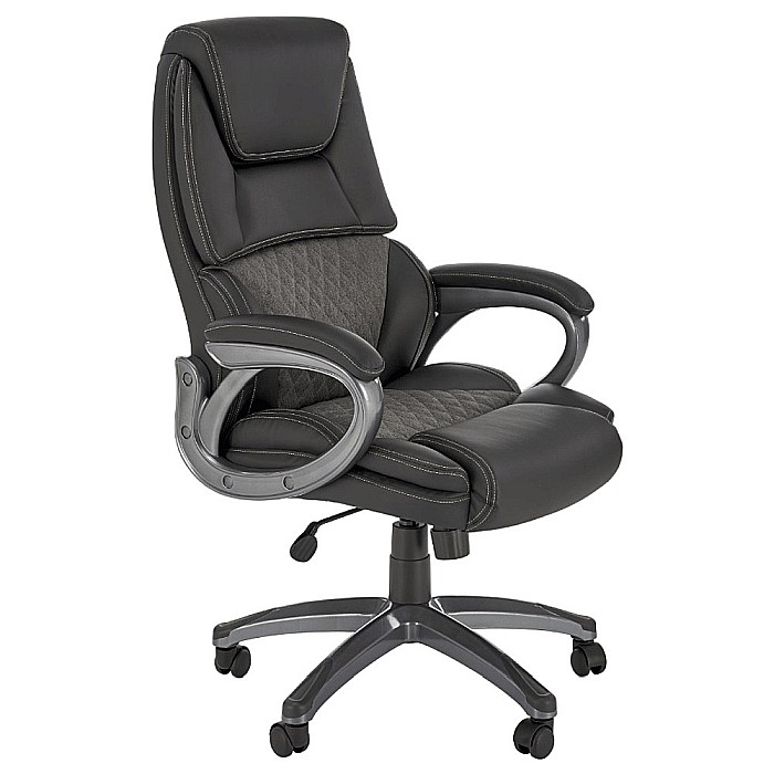 Scaun directorial HM Steven, piele ecologica/stofa, mecanism de balansare, negru [2]