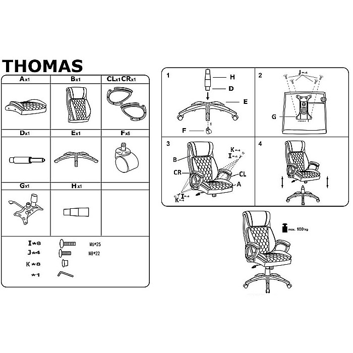 Scaun directorial HM Thomas, piele ecologica, mecanism de balansare, cadru polipropilena, 100 kg, negru [11]