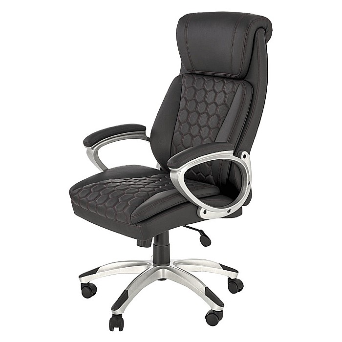 Scaun directorial HM Thomas, piele ecologica, mecanism de balansare, cadru polipropilena, 100 kg, negru [2]