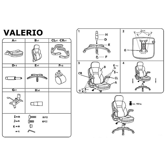 Scaun directorial HM Valerio, stofa si piele ecologica, sarcina maxima 100 kg, negru/gri [5]