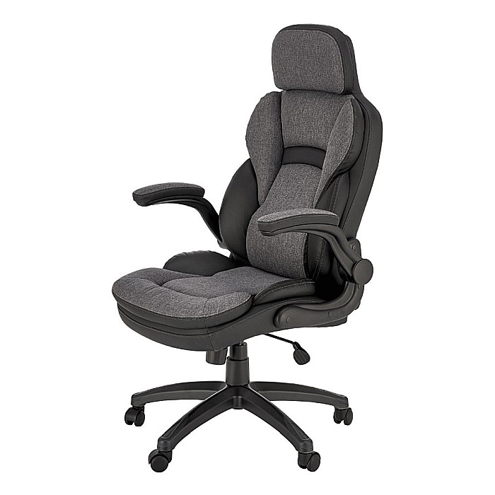 Scaun directorial HM Valerio, stofa si piele ecologica, sarcina maxima 100 kg, negru/gri [2]