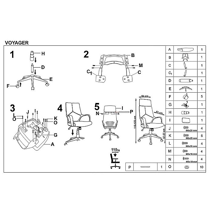 Scaun directorial HM Voyager, Ergonomic, Cadru Polipropilena, Stofa, Tetiera inclusa, Inaltime ajustabila, Mecanism de balans, 100 Kg, Albastru [6]