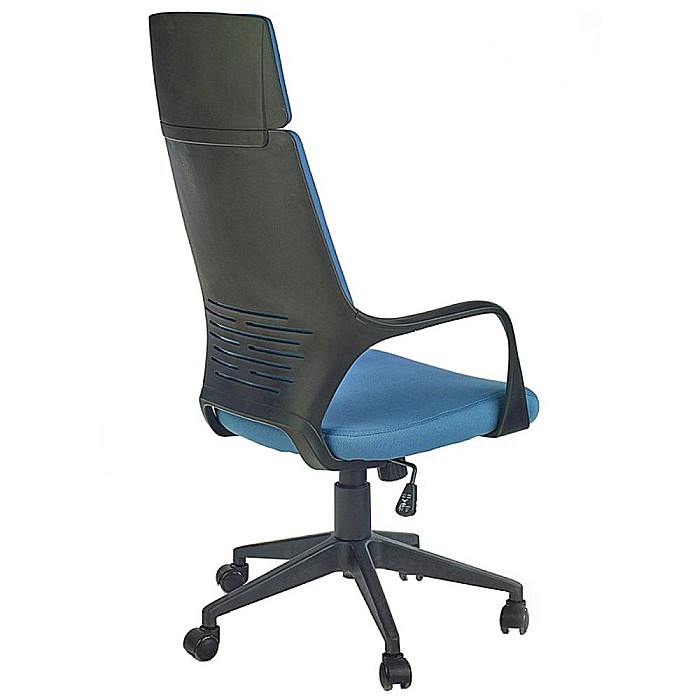 Scaun directorial HM Voyager, Ergonomic, Cadru Polipropilena, Stofa, Tetiera inclusa, Inaltime ajustabila, Mecanism de balans, 100 Kg, Albastru [4]