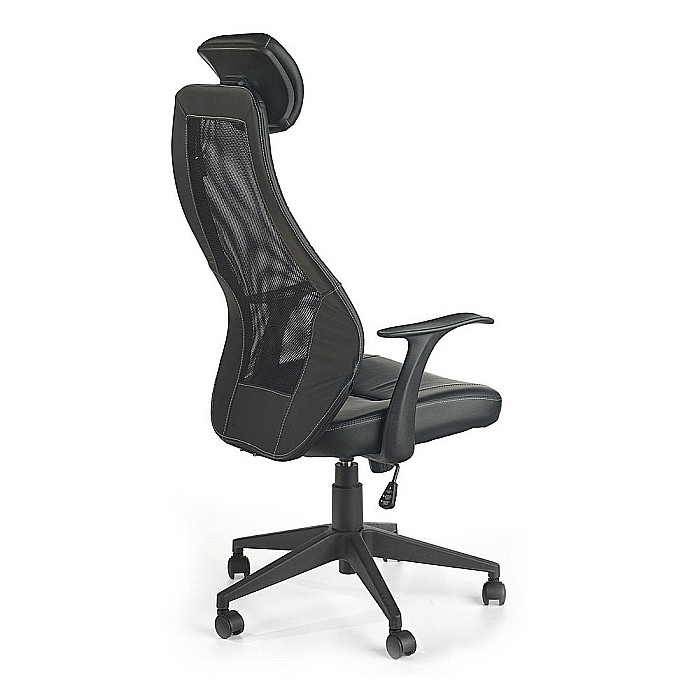 Scaun directorial mesh HM Torino, Ergonomic, Cadru Polipropilena, Piele ecologica, Inaltime reglabila, 110 kg, 124x64x52cm, Negru [3]